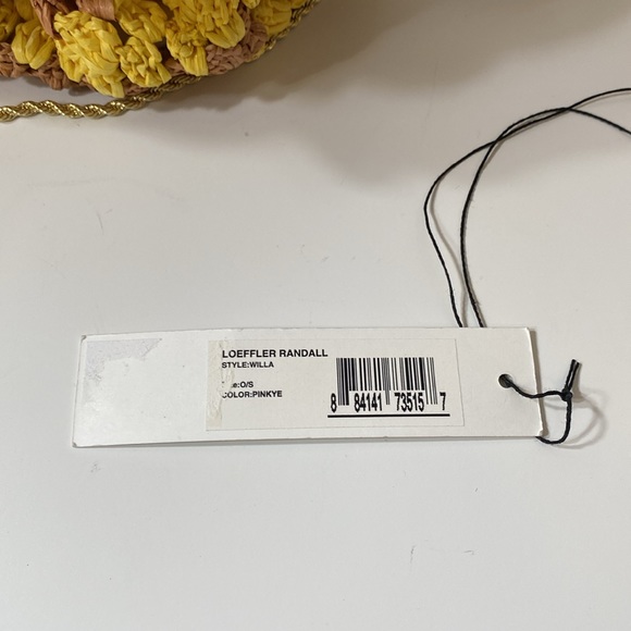 NWT Loeffler Randall Mini Willa Cinch Clutch raffia bag in natural/yellow - Picture 6 of 6